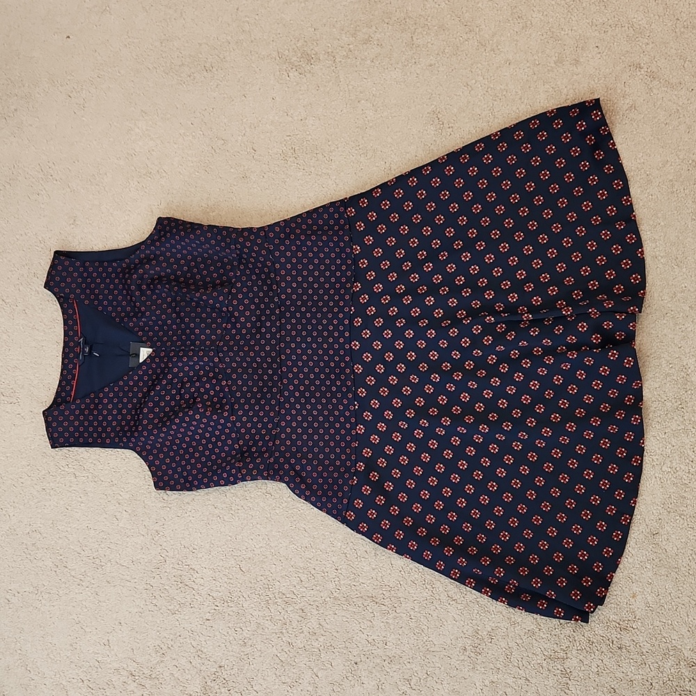 Tommy Hilfiger navy patterned sleeveless dress NWT 2